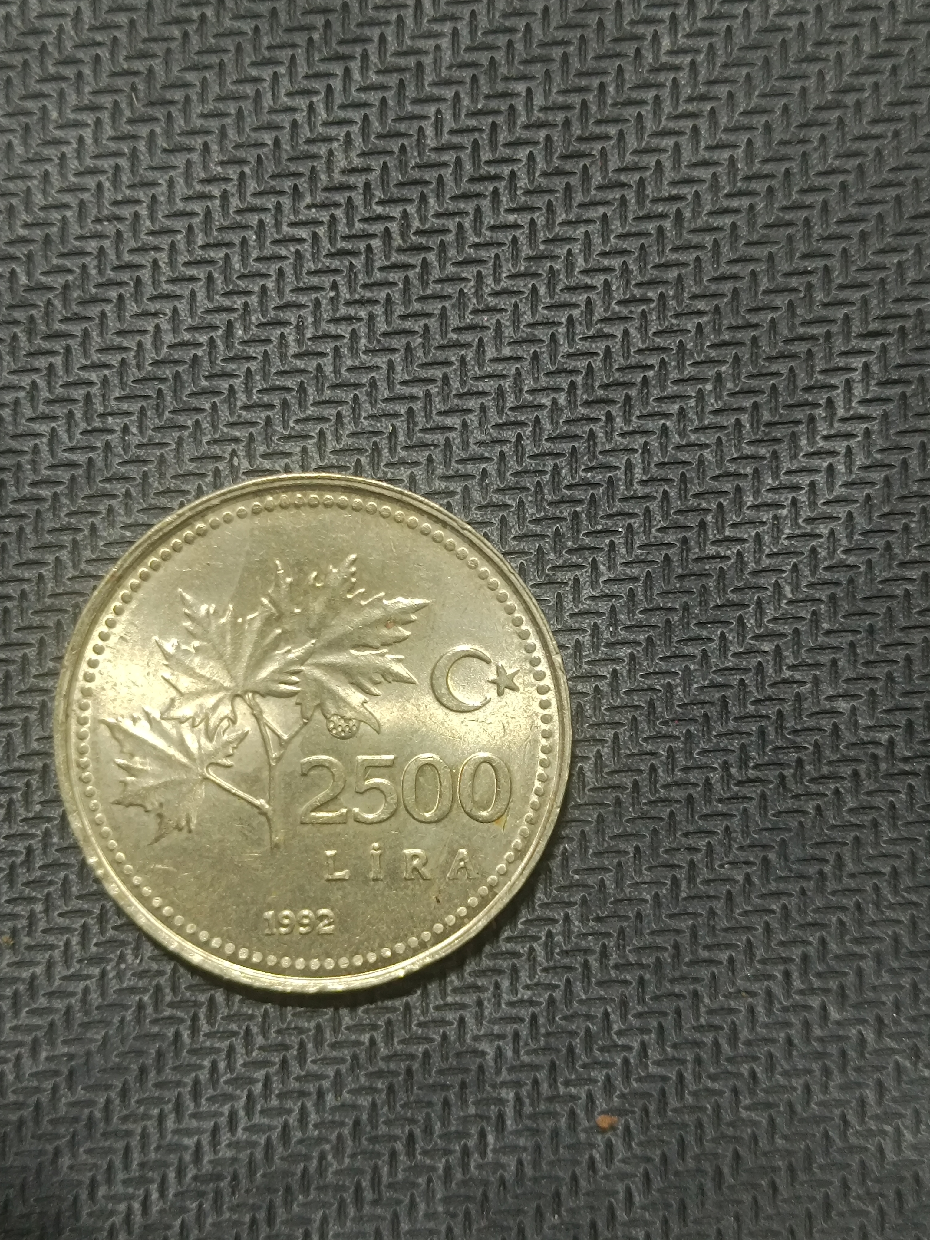 1992 2500 lira madeni metal para