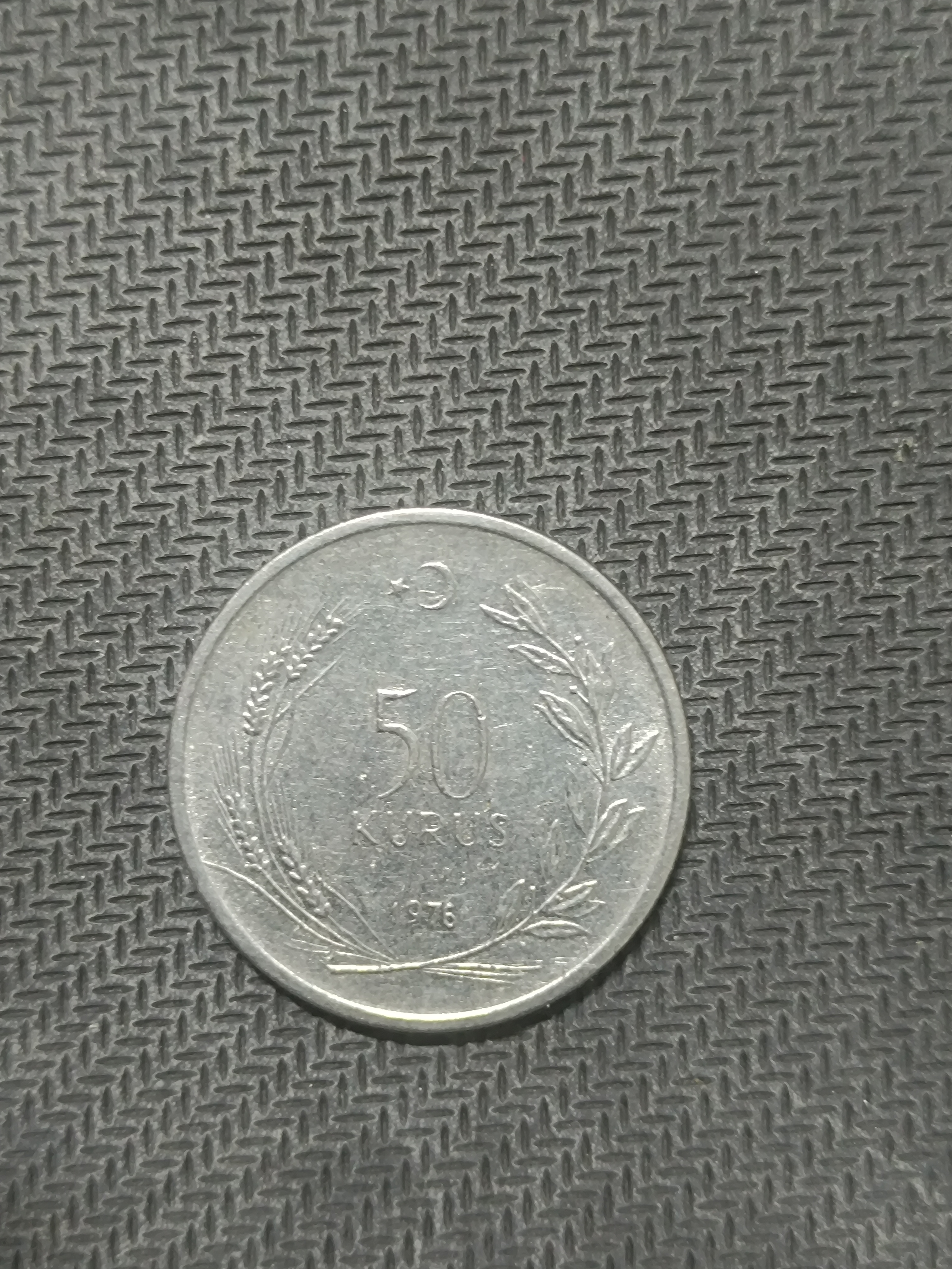 1976 50 kuruş metal madeni para