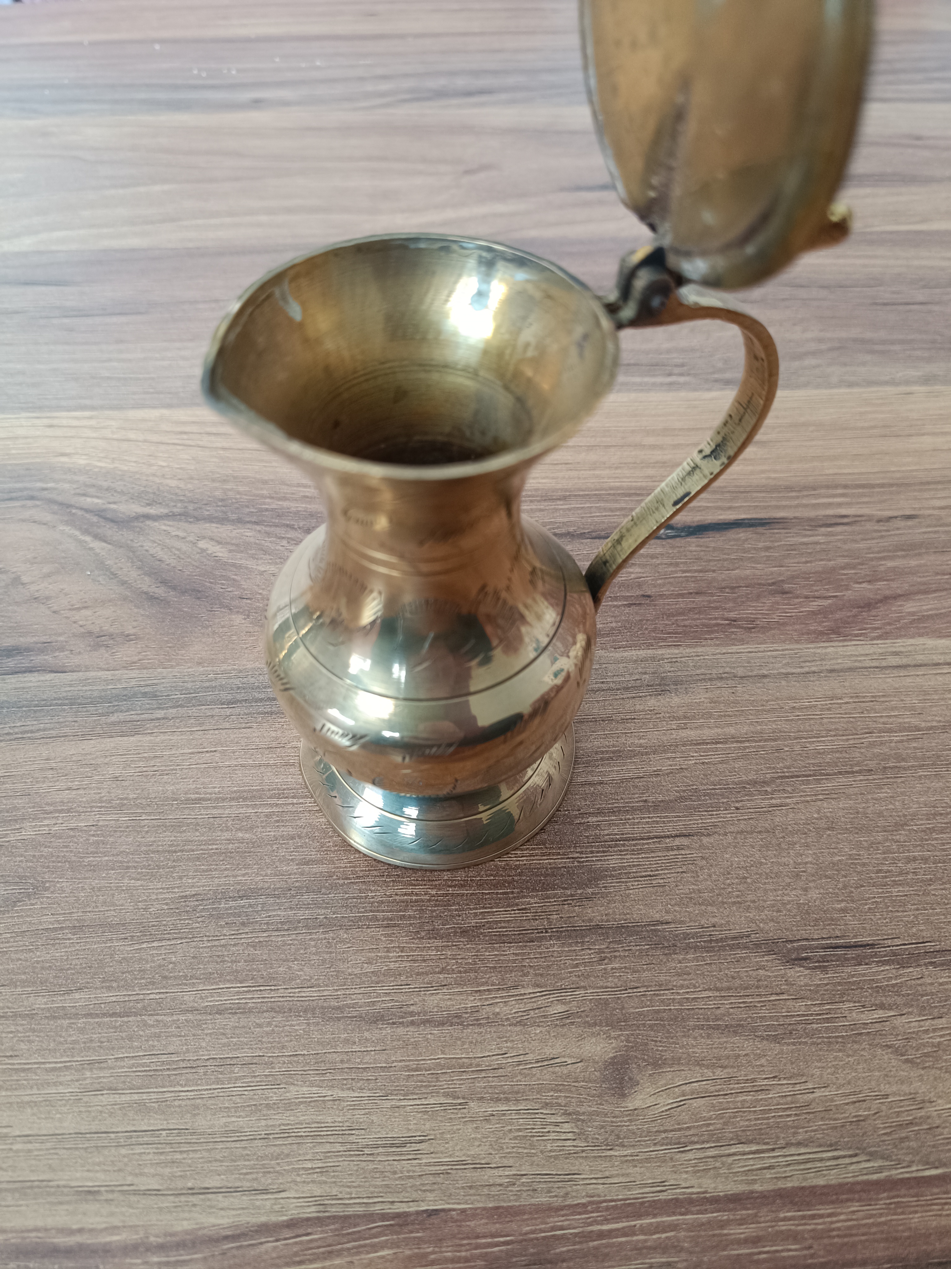 Kalp Kapaklı Pirinç Kahvedan & Sürahi – El İşçiliği, Nostaljik ve Şık