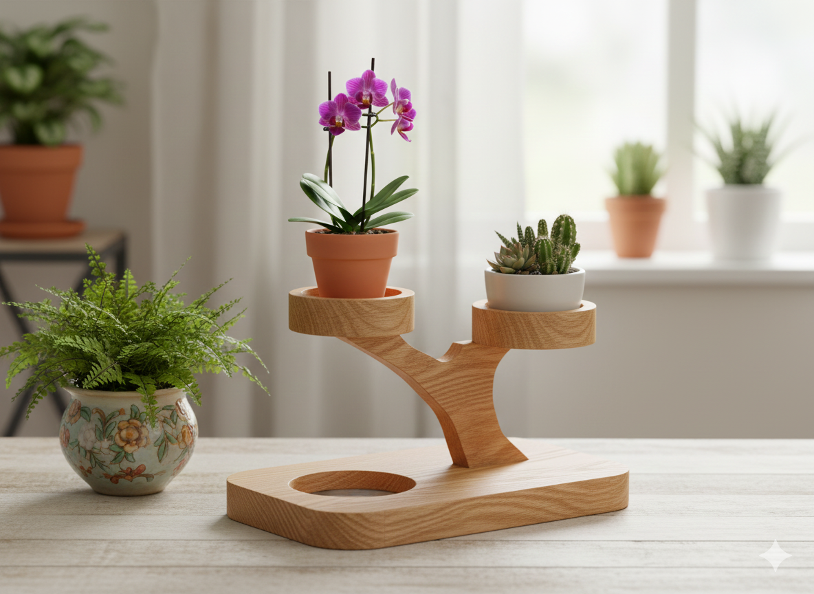 Ahşap 3 Katlı Mini Çiçeklik